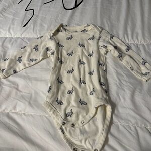 Adorable Cream Bunny Print Baby Onesie